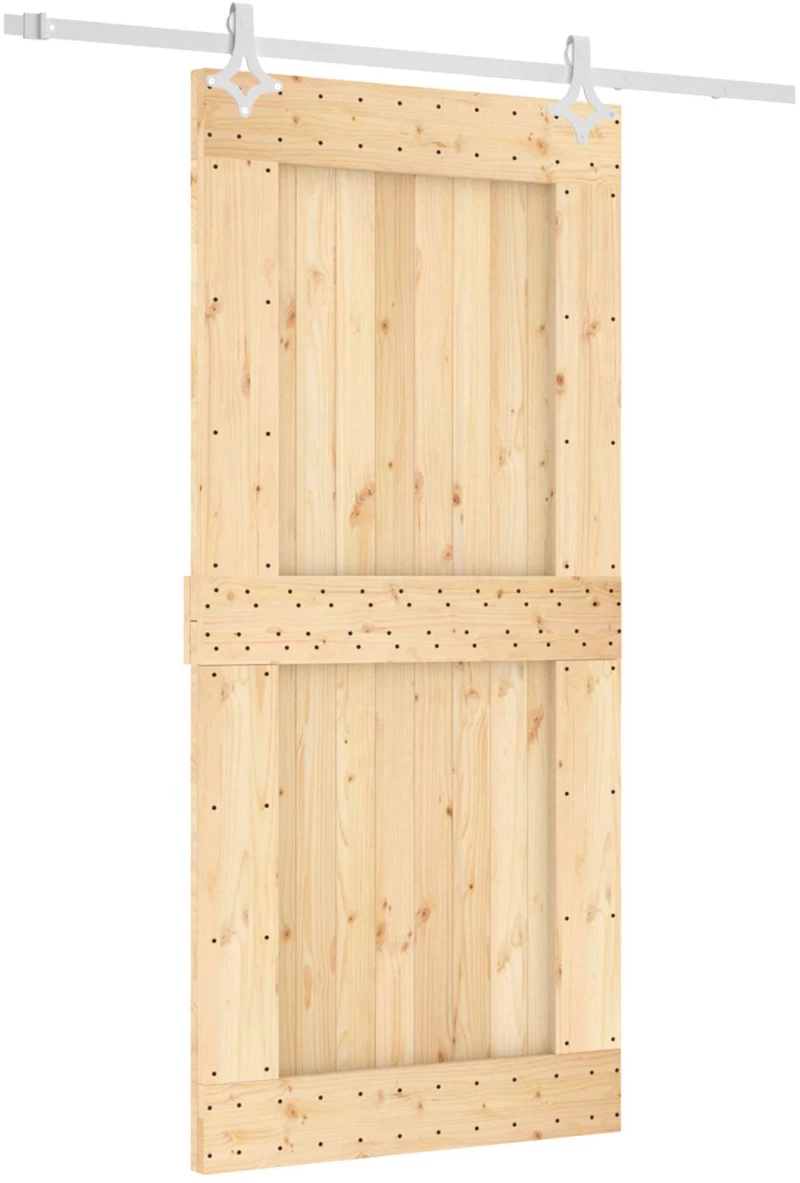 vidaXL Συρόμενη Πόρτα Φυσικό και Λευκό 95 x 210 cm
