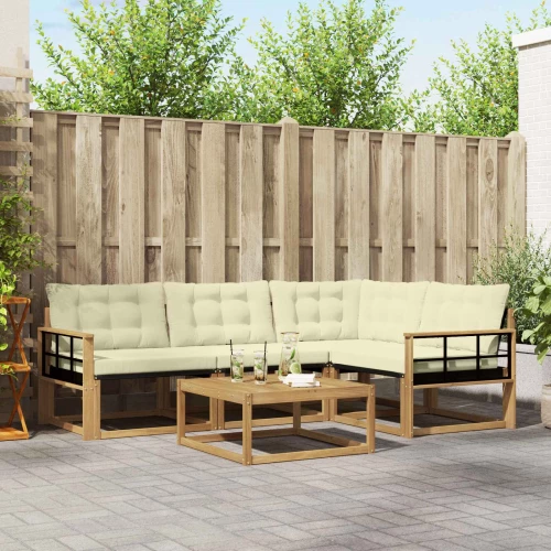 vidaXL Σειρά Καναπέ Εξωτερικού 5 pcs Λευκό και Κρεμ 79 x 79 x 37 εκ