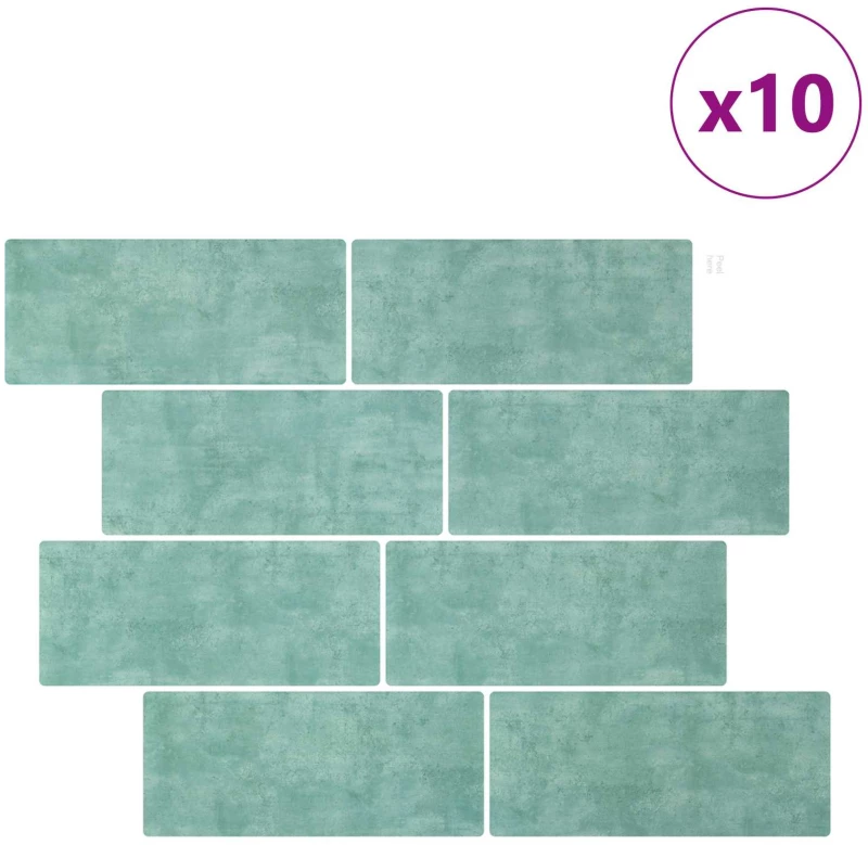 vidaXL Πλακάκι Subway 10 pcs Γκρι Πράσινο 29 x 21 εκ
