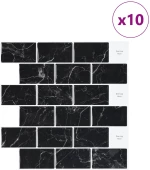 vidaXL Πλακάκι Subway 10 pcs Μαύρο Μάρμαρο 30 x 30 cm