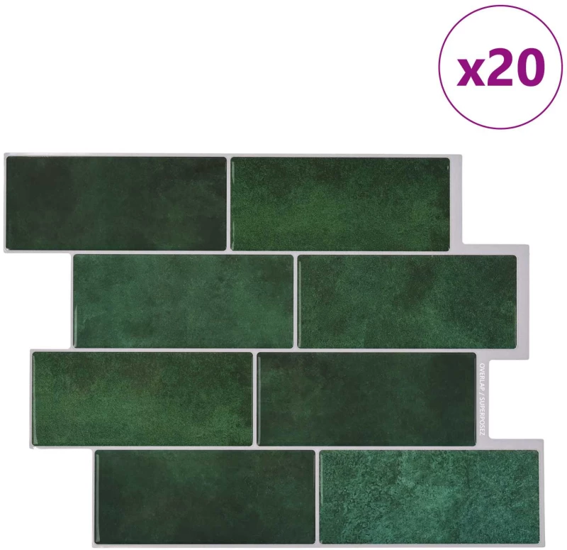 vidaXL Πλακάκι Subway 20 pcs Σκούρο Πράσινο 29 x 21 εκ
