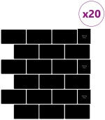 vidaXL Πλακάκι Subway 20 pcs Μαύρο 30 x 30 cm Πολυουρεθάνη και PET