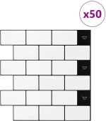 vidaXL Πλακάκι Subway 50 pcs Λευκό Μαύρο 30 x 30 cm