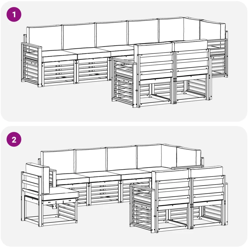 vidaXL Σειρά Καναπέ Εξωτερικού 8 pcs Άσπρο και Ανθρακί