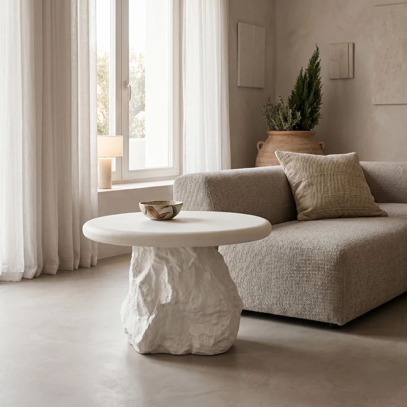 Βοηθητικό τραπέζι Zinol pakoworld mdf-polyresin λευκό Φ58x41εκ