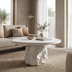 Τραπέζι σαλονιού Zinol pakoworld mdf-polyresin λευκό Φ77x36εκ