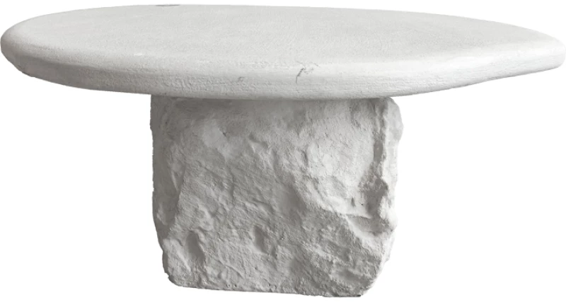 Τραπέζι σαλονιού Zinol pakoworld mdf-polyresin λευκό Φ77x36εκ