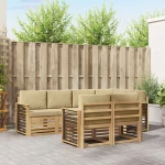 vidaXL Σειρά Καναπέ Εξωτερικού 7 pcs Λευκό και Μπεζ
