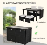 Ομάδα καθισμάτων Polyrattan, τραπεζαρία, σετ κήπου, 11 τεμαχίων με μαύρα μαξιλάρια