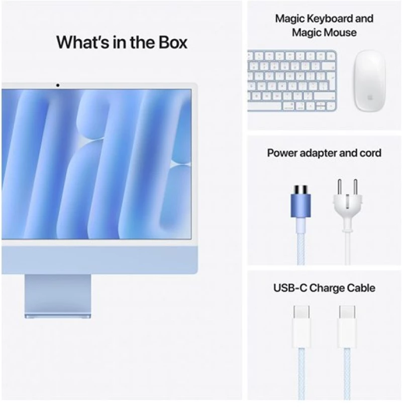 Apple iMac 24-inch with Retina 4.5K display: M4 chip with 10c CPU and 10c GPU, 24GB, 512GB - Blue