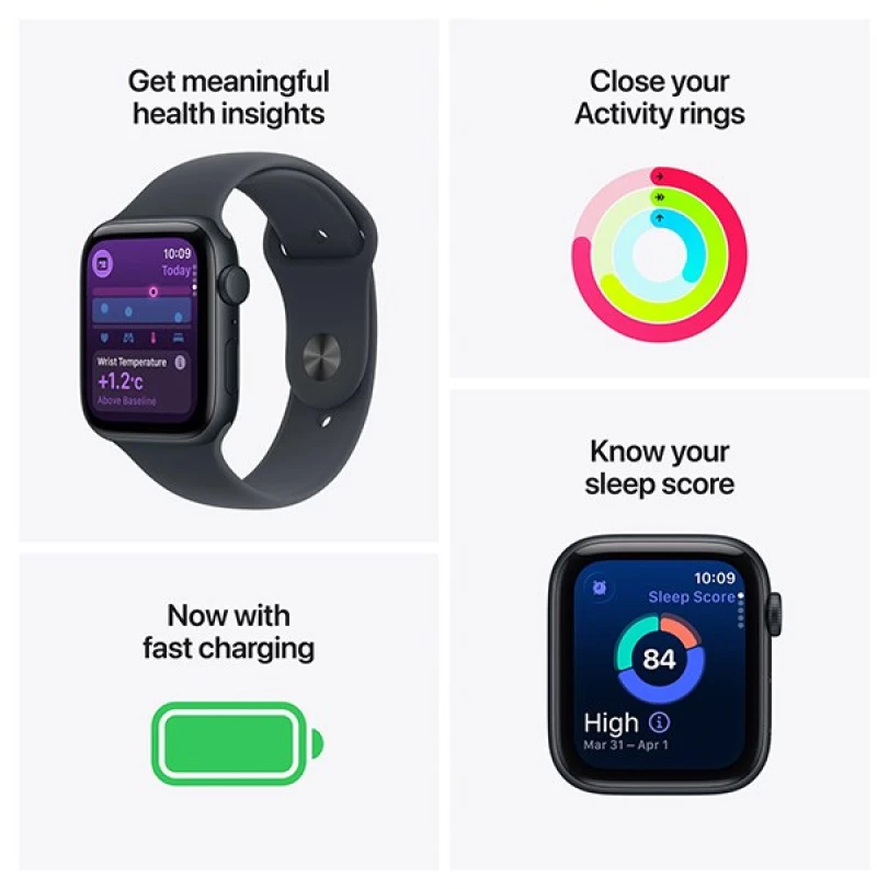 Apple Watch SE 3 GPS 40mm Midnight Aluminium Case with Midnight Sport Band - S/M