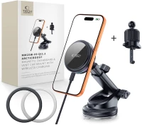 TECH-PROTECT V9 ARCTICBOOST MAGNETIC MAGSAFE DASHBOARD & VENT CAR MOUNT WIRELESS CHARGER 25W QI2.2 BLACK