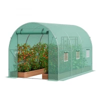 Θερμοκήπιο VEVOR Walk-in Tunnel, σήραγγα θερμοκηπίου Hoop House 11,3x6,4x6,3 ft, Hot House με πλαίσιο από γαλβανισμένο χάλυβα, πράσινο κάλυμμα PE, πόρτα με φερμουάρ και 6 παράθυρα για εξωτερικούς χώρους