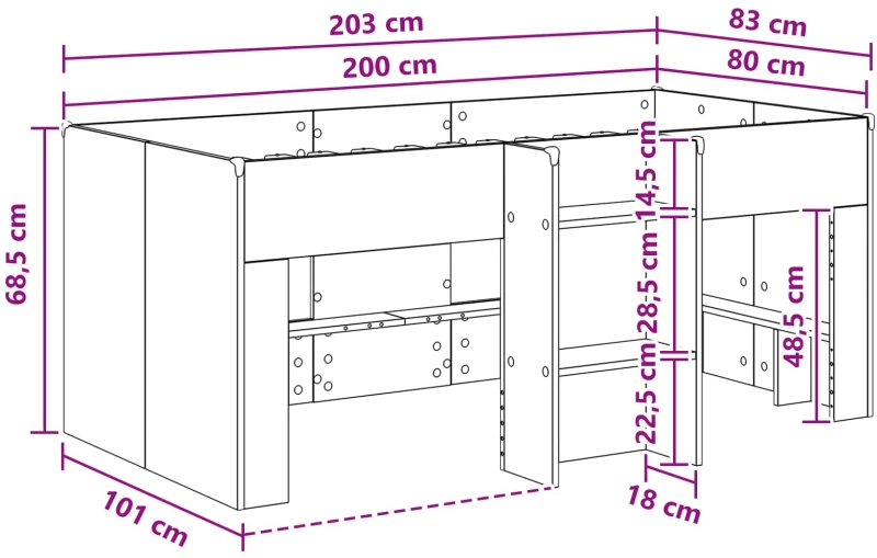 vidaXL Κρεβάτι Υψηλού Στυλ για Παιδιά 2 pcs Γκρι Sonoma