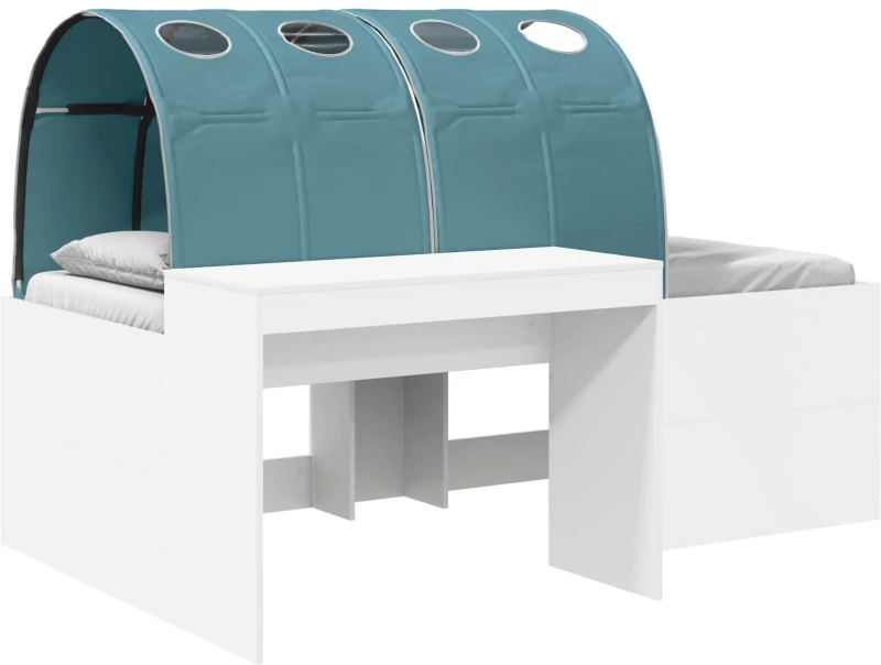 vidaXL Κρεβάτι με Σήραγγα 4 pcs Λευκό και Γαλάζιο Επεξεργασμένο Ξύλο