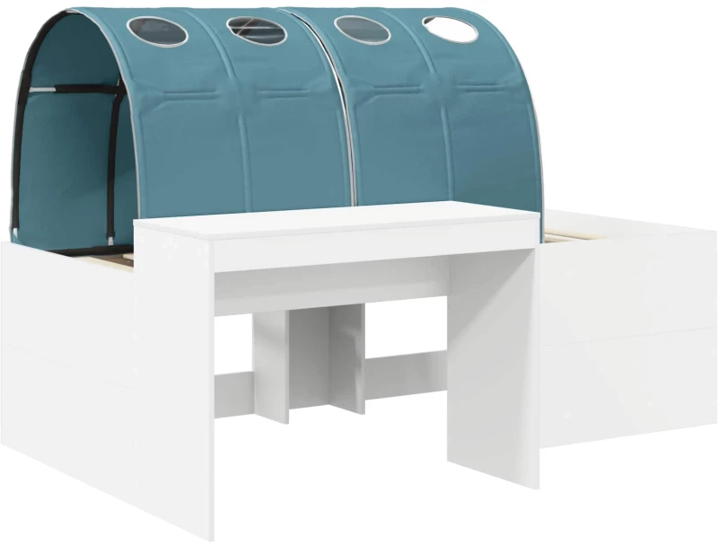 vidaXL Κρεβάτι με Σήραγγα 4 pcs Λευκό και Γαλάζιο Επεξεργασμένο Ξύλο