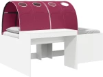 vidaXL Κρεβάτι με Τούνελ 4 pcs Καρυδί και Κόκκινο Επεξεργασμένο Ξύλο