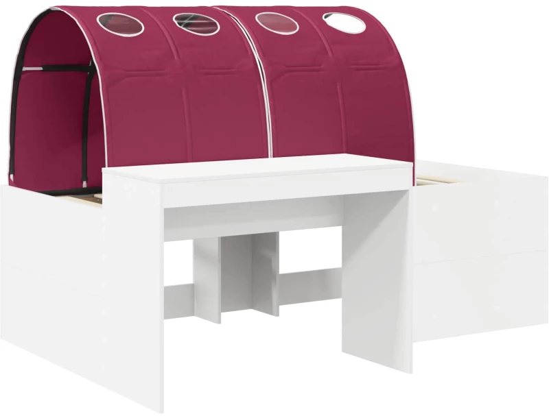 vidaXL Κρεβάτι με Τούνελ 4 pcs Καρυδί και Κόκκινο Επεξεργασμένο Ξύλο