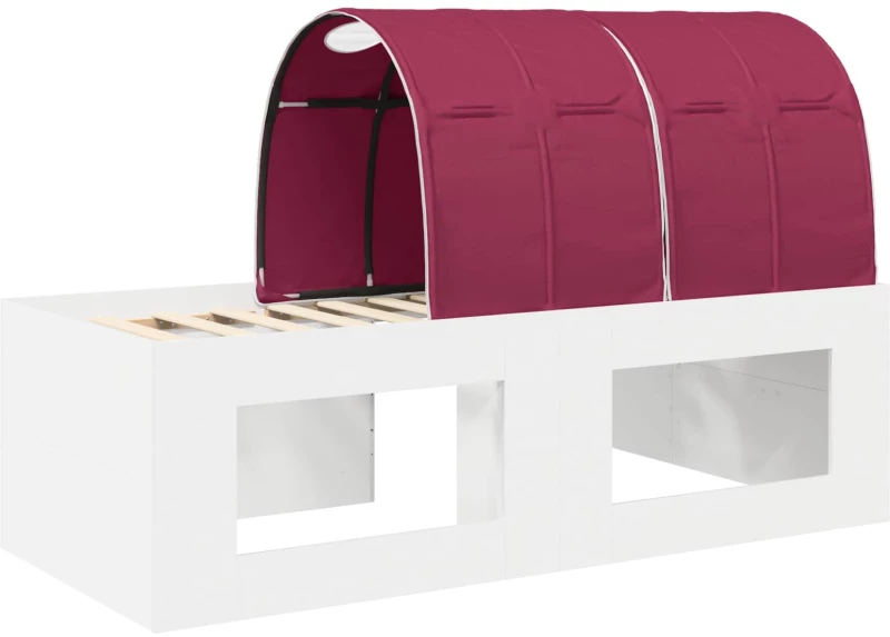 vidaXL Κρεβάτι με Τούνελ 4 pcs Καρυδί και Κόκκινο Επεξεργασμένο Ξύλο