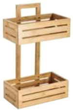 Ραφιέρα Μπάνιου Επιτοίχια Bamboo με 2 Ράφια 28x15.5x46cm Cyclops 004101429