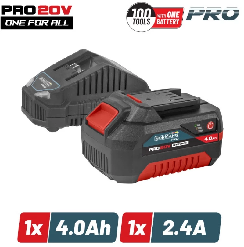 BORMANN Pro BBP9940 STARTER KIT 20V, ΜΠΑΤΑΡΙΑ 4.0Ah & ΦΟΡΤΙΣΤΗΣ 2.4Α (082224)