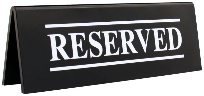 ΣΗΜΑ RESERVED ΜΑΥΡΟ 15 CM ΑΚΡΥΛΙΚΟ