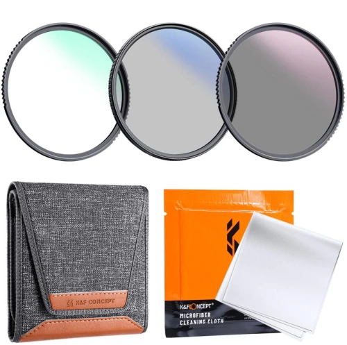 K&F Concept 67mm MCUV+CPL+ND4 Lens Filter Kit with Lens Cleaning Cloth and Filter Bag