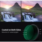 K&F Concept 52mm Variable Fader NDX ND8-ND2000 Waterproof Anti-Scratch Green Coated Slim Filter