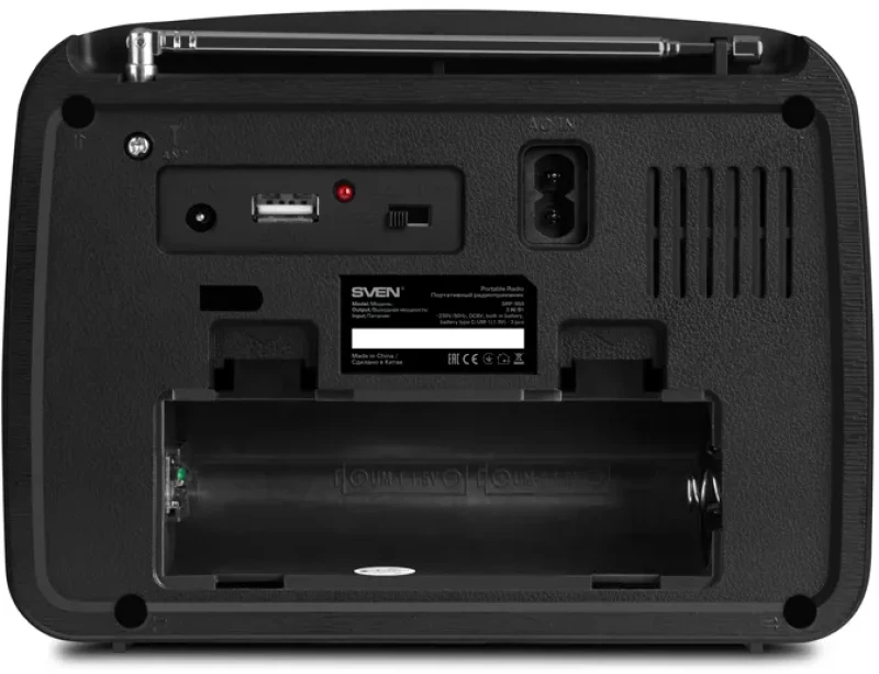 SVEN SRP-555, Ραδιόφωνο Μαύρο -Ασημί (3W, FM/AM/SW, USB, SD/microSD, μπαταρία)