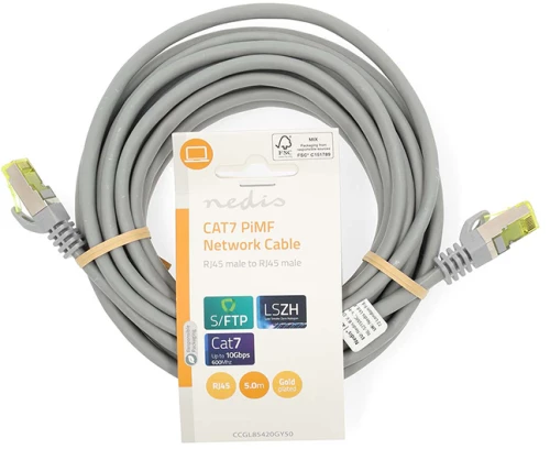 NEDIS CCGL85420GY50 Καλώδιο δικτύου CAT 7, S/FTP, 5.00m σε γκρι χρώμα.