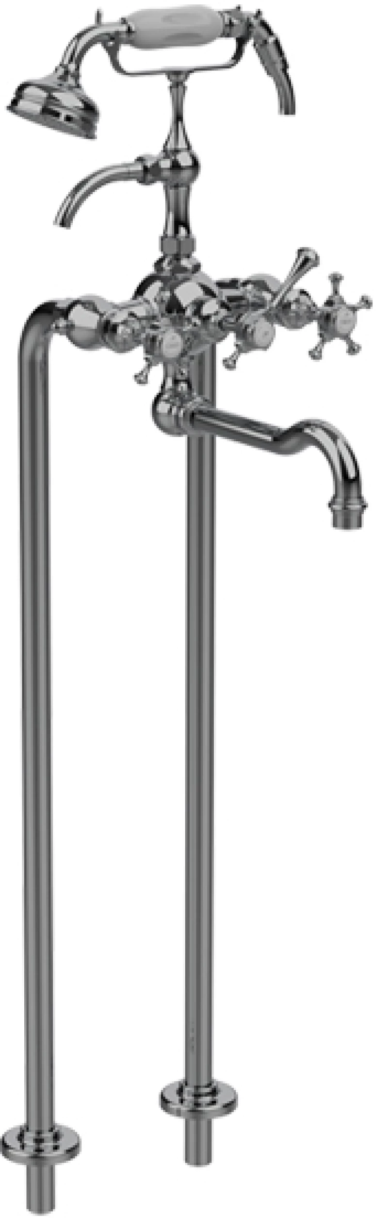 Horus Anthea Classic Collection - Complete Mixer + Pipes for Free Standing Bath - Polished Nickel 06.498-NB