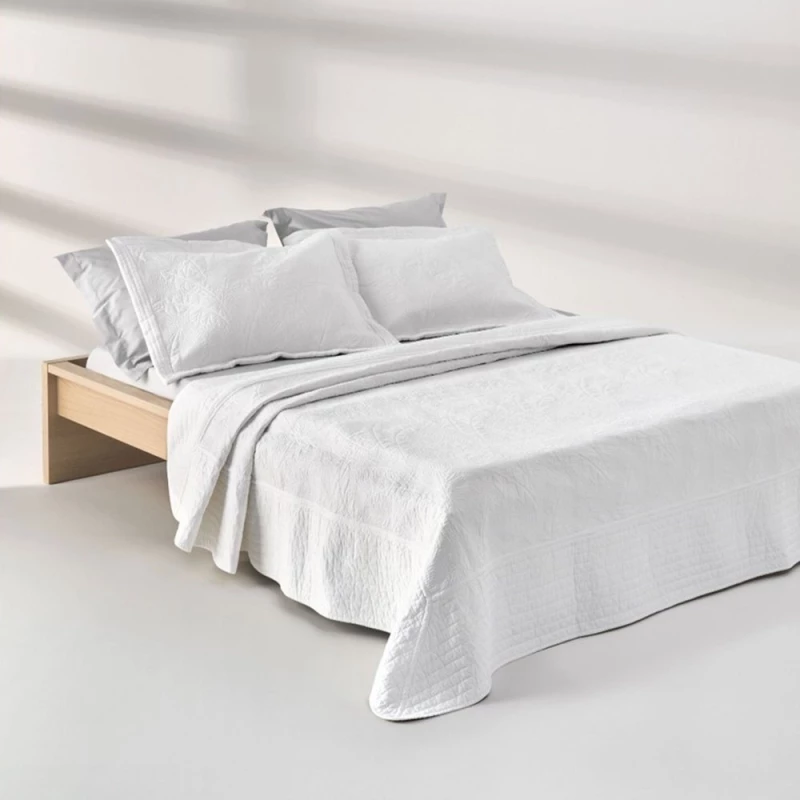 Κουβερλί Escape (Σετ 3τμχ) White Kentia King Size 260x250cm Βαμβάκι-Μικροφίμπρα