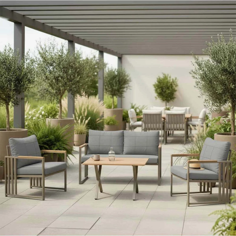 Σαλόνι Κήπου Fatsa (Σετ 4Τμχ) 227VRD1038 Grey 4 Θέσεων