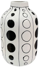 Βάζο 15-26082 Φ25x14,5cm White-Black Marhome Κεραμικό