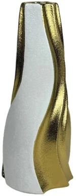 Βάζο Κύματα 15-50180 36,8cm White-Gold Marhome Κεραμικό