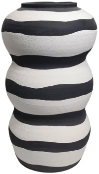 Βάζο Ριγέ 06-20319 20x21x38,5cm White-Black Marhome Τσιμέντο