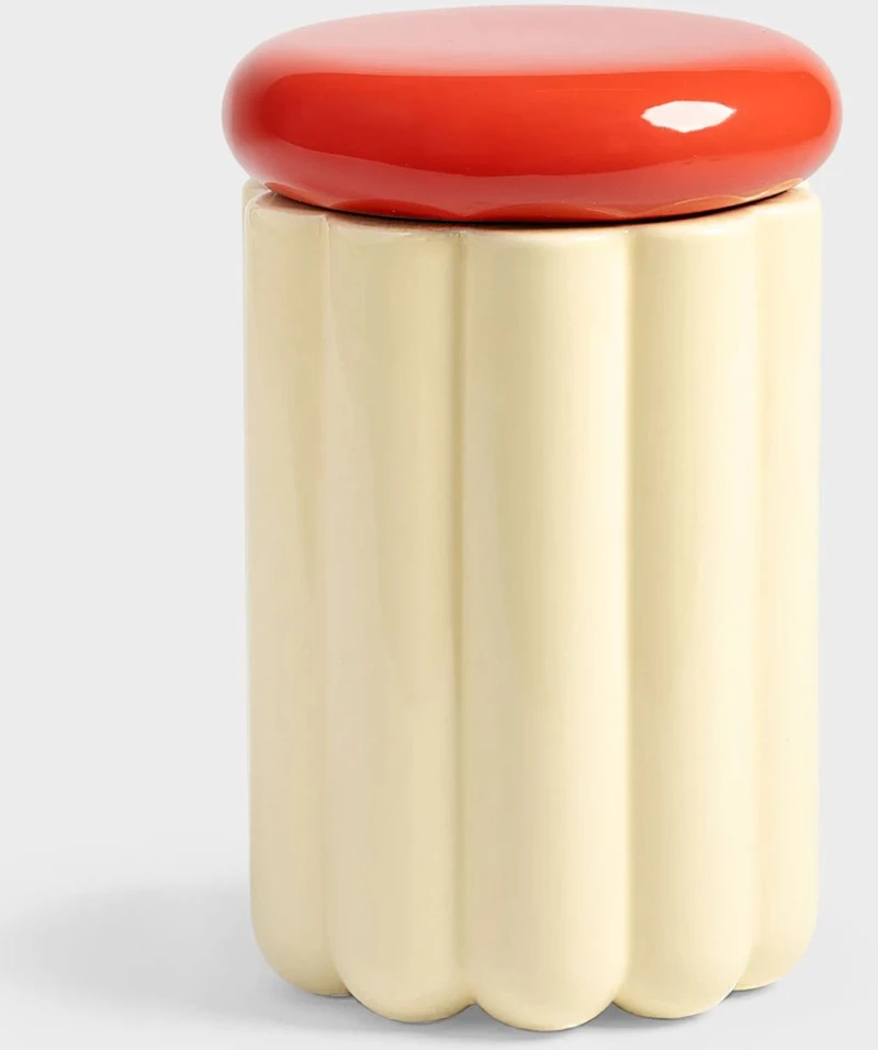 Δοχείο Αποθήκευσης Charlo 1522-01 Φ12x19,5cm Off White-Red &k Amsterdam Δολομίτης