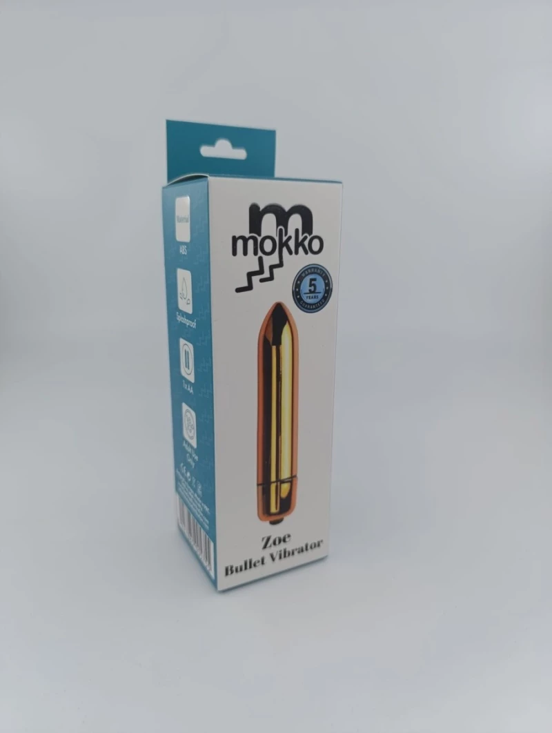 Zoe Bullet Vibrator, 10 Vibration Modes, Gold, 9 cm, Mokko Toys