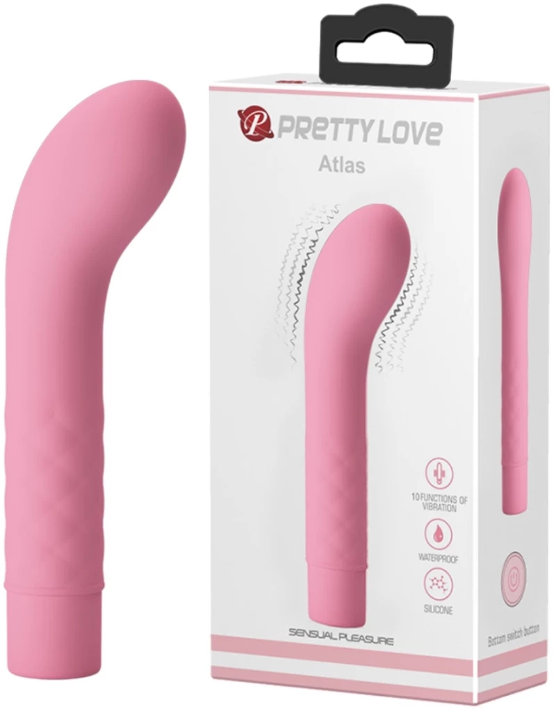Atlas G Spot Vibrator, 10 Vibration Modes, Silicone, Light Pink,