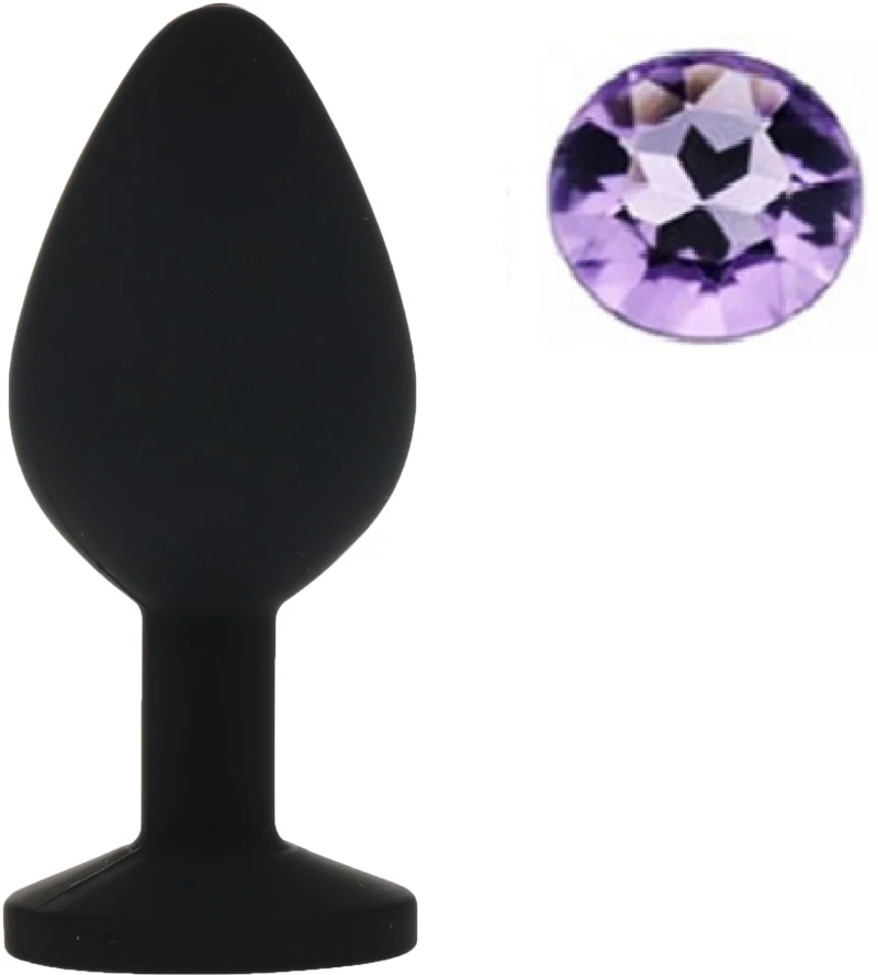 Silicone Buttplug, Medium, Black/Light Purple, Guilty Toys