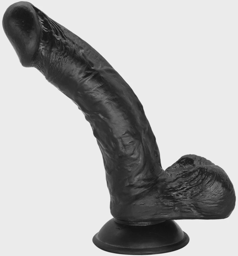 Louis Realistic Dildo with Suction Cup, Black, 20.4 cm