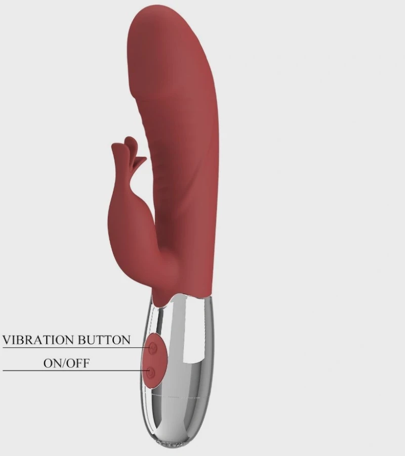 Rasmussen Bunny Vibrator, 30 Vibration Modes, Silicone, USB, Red