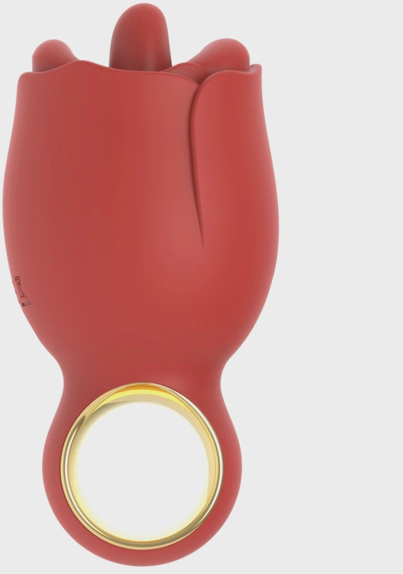 Red Silicone Lip & Tongue Vibrator, 8 Vibrating Modes, 8 Licking