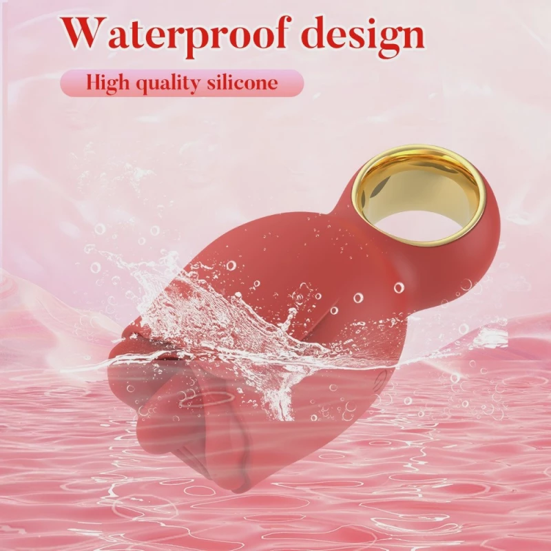 Red Silicone Lip & Tongue Vibrator, 8 Vibrating Modes, 8 Licking