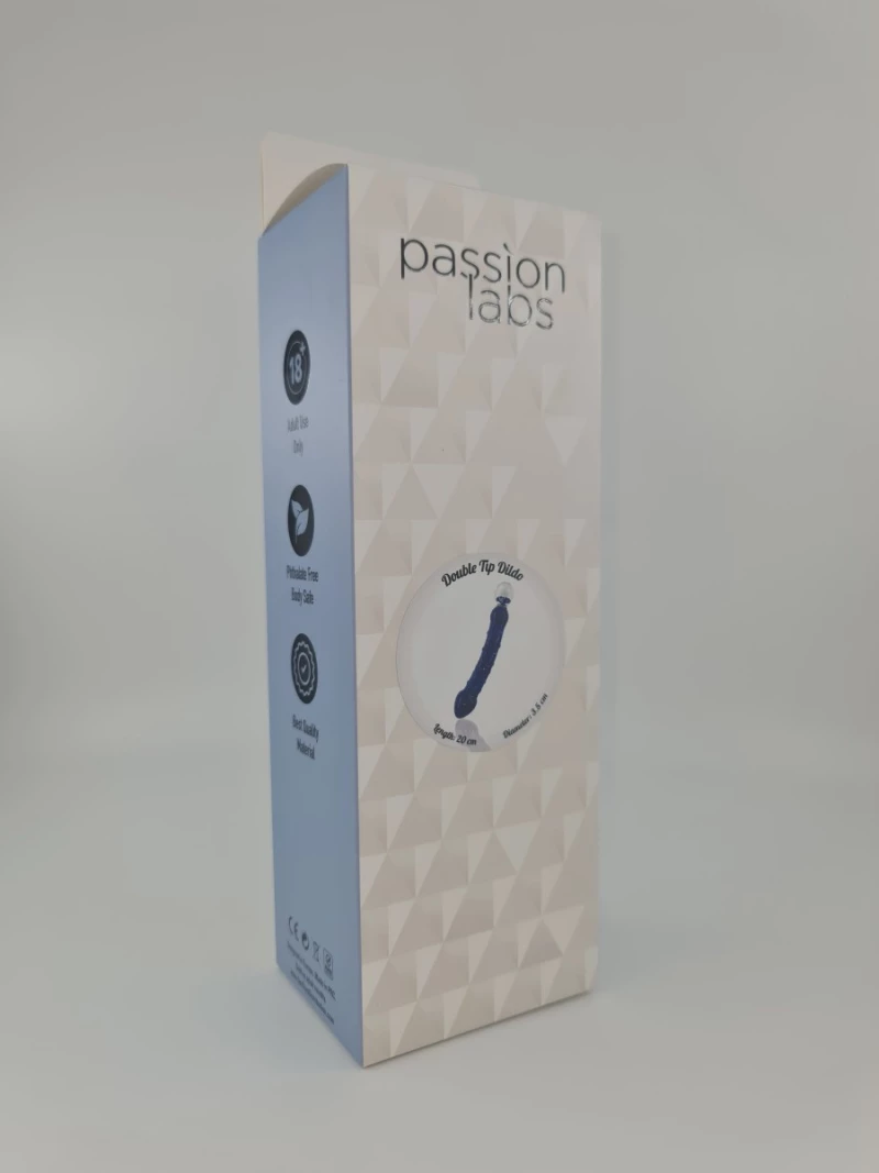 Flower Double Tip Dildo, Premium Glass, Blue, 20 cm, Passion Lab