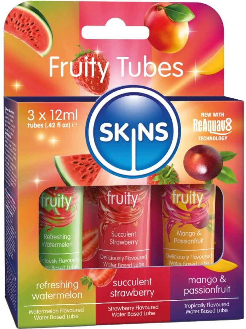 SKINS - FRUITY LUBES KIT WATERMELON, STRAWBERRY & MANGO LUBRICANTS 3 x 12 ML