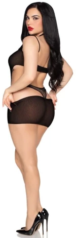 LEG AVENUE - 81680 OPAQUE MINI DRESS AND HALTER TEDDY BLACK - ONE SIZE