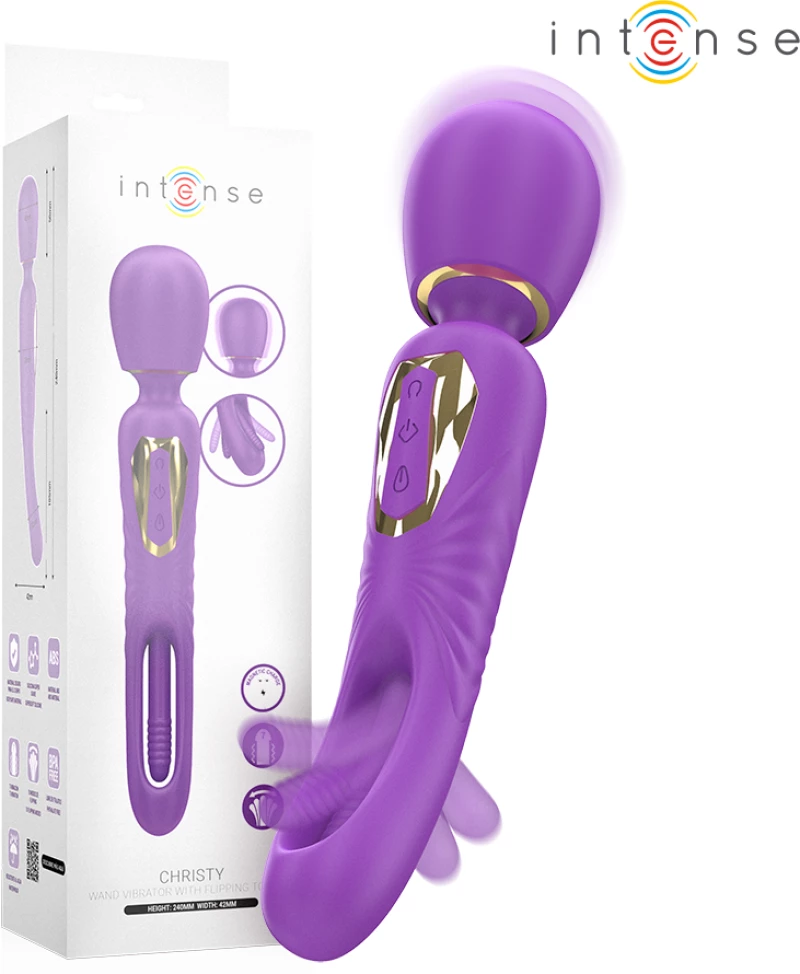 INTENSE - CHRISTY VIBRATING WAND WITH FLIPPING TONGUE