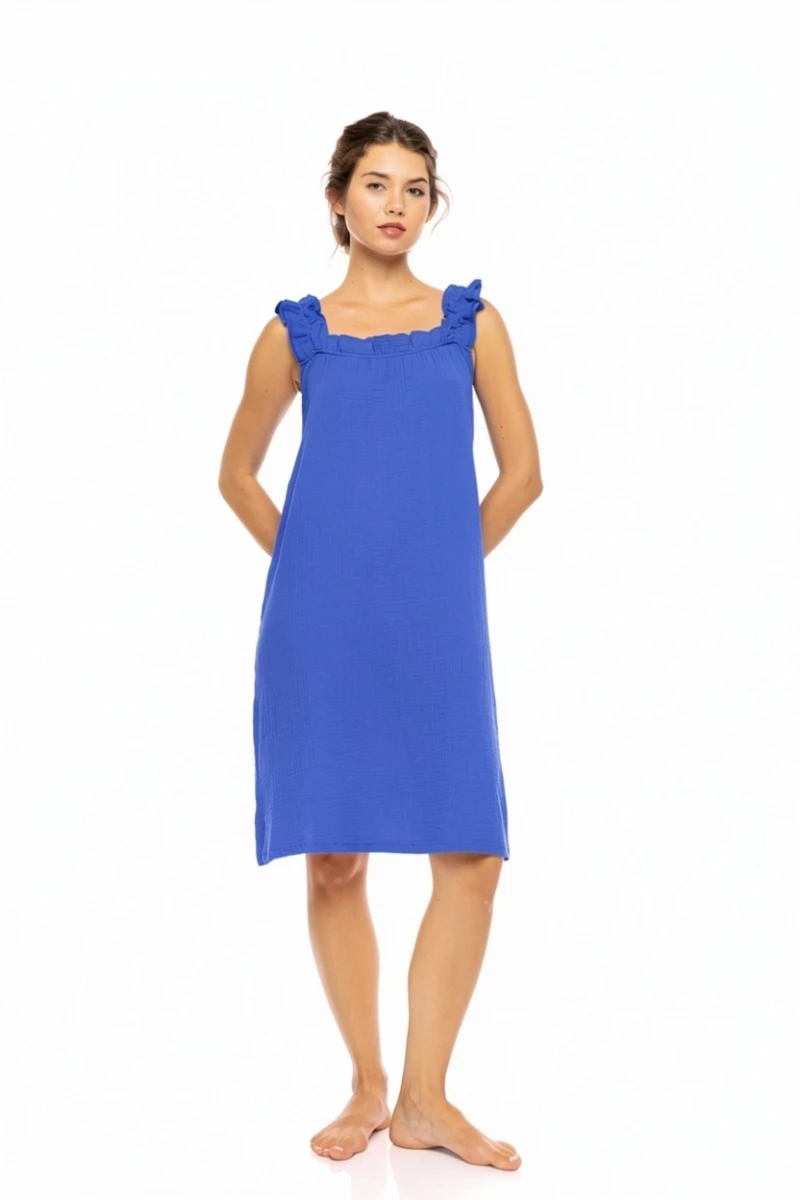 Γυναικείο Νυχτικό Pink Label - SUMMER NIGHTS - Indigo Blue - Cotton