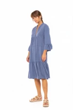 Γυναικείο Beachdress Pink Label -  Φόρεμα Midi - Cosmos Blue - Regular Fit - Viscose